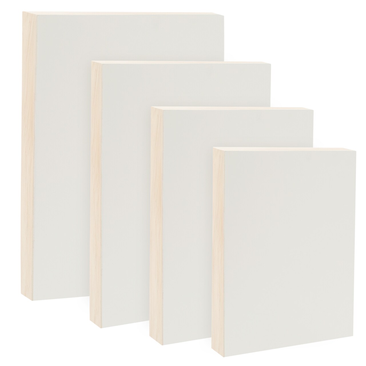 Da Vinci Pro Ultra Smooth Wood Canvas Gesso Board - 3/4" Deep, Bundle of 4 Medium Rectangle White Acrylic Polymer Gesso Panels for Painting Fine Portraits, Ultra Fine Detail Illustrations and Artwork
